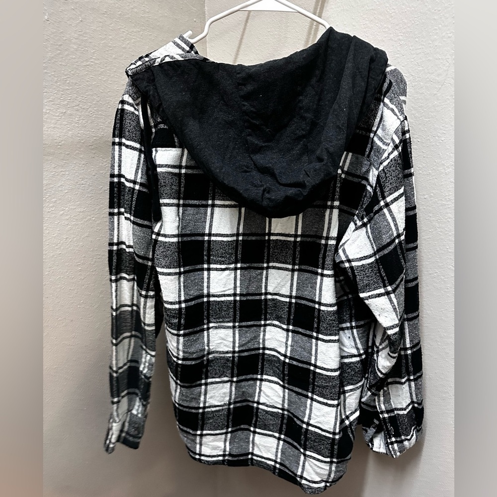 RSQ Plaid Button Down with Hood